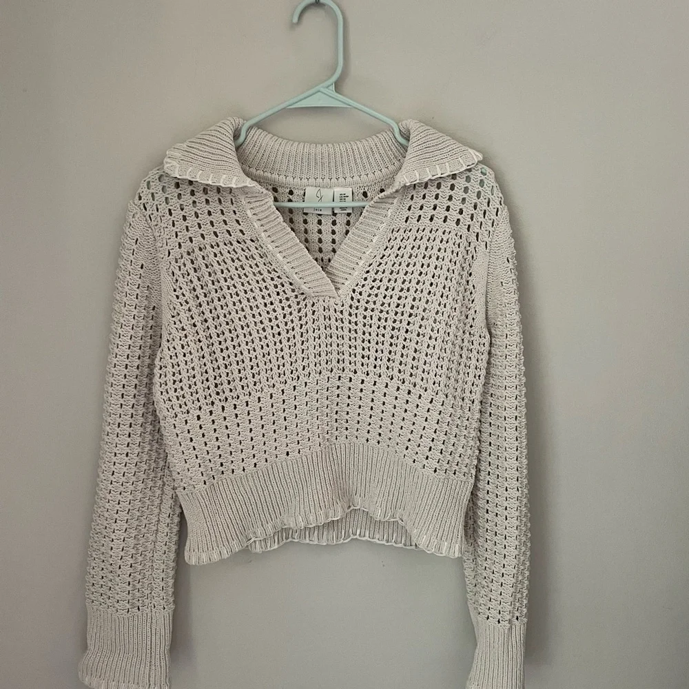 Joie Cream V-Neck Knit Sweater - Picture 1 of 6